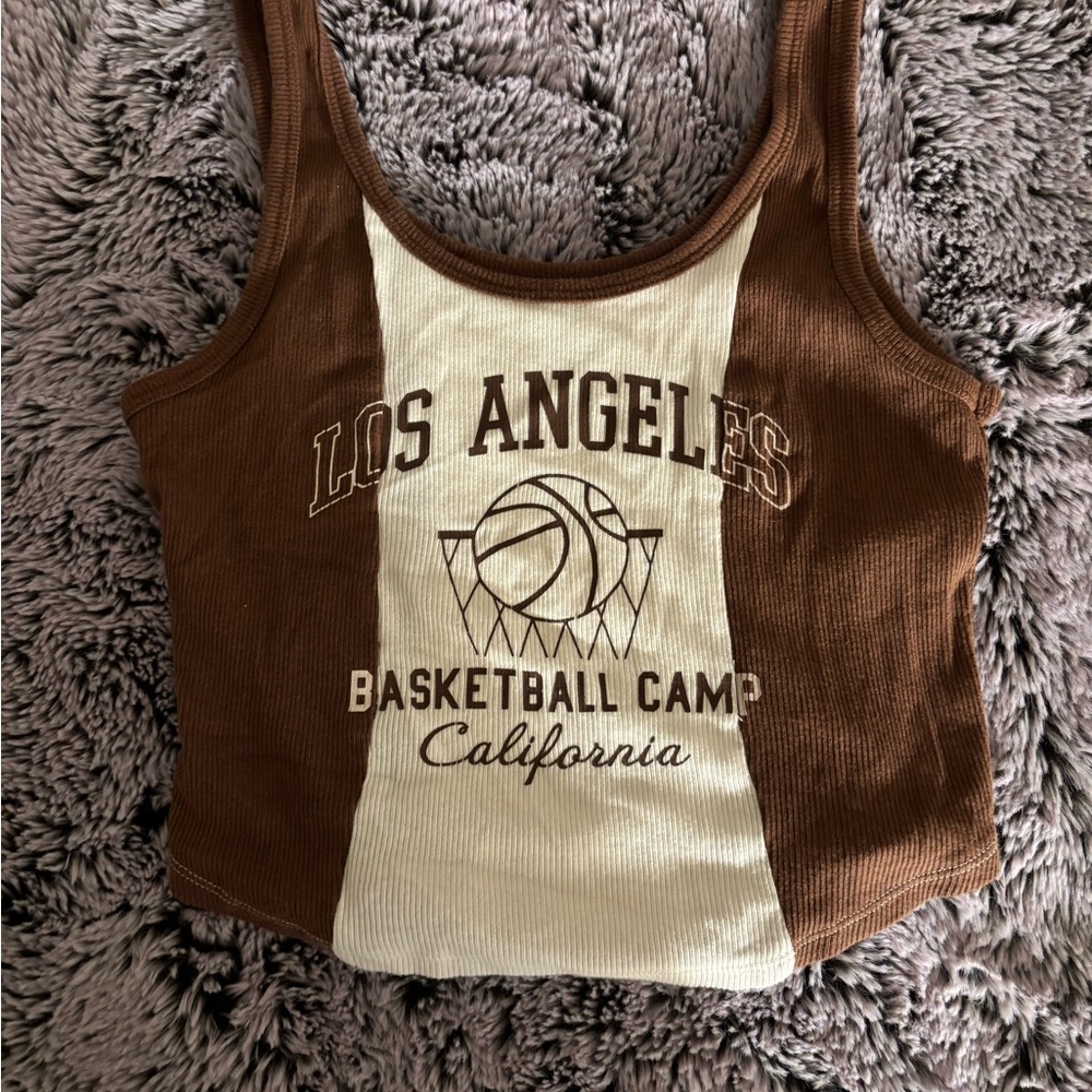 Hollister Brown and Cream Tank Top